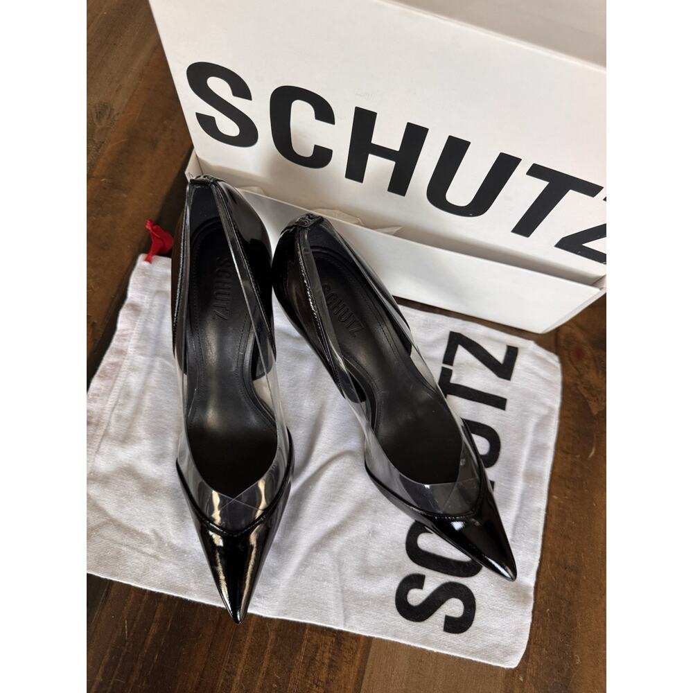 Schutz Andie Women's Size 8B Black Clear Vinyl Pointed Toe Stiletto Pumps New - Picture 3 of 11